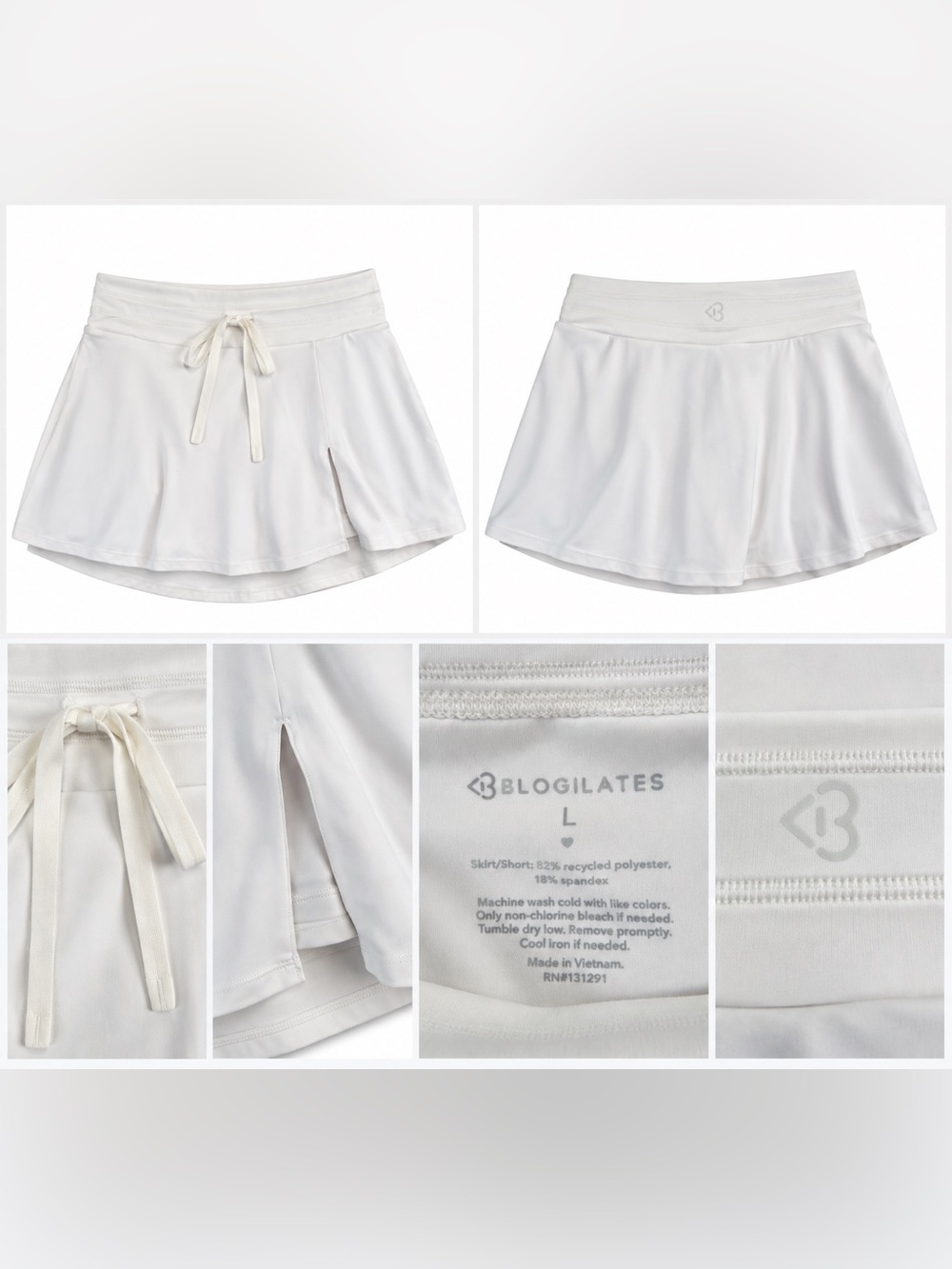 White Athletic Skort with Built-In Shorts